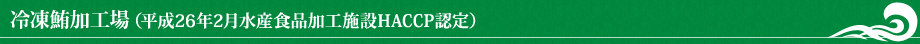 冷凍鮪加工場（平成26年2月水産食品加工施設HACCP認定）